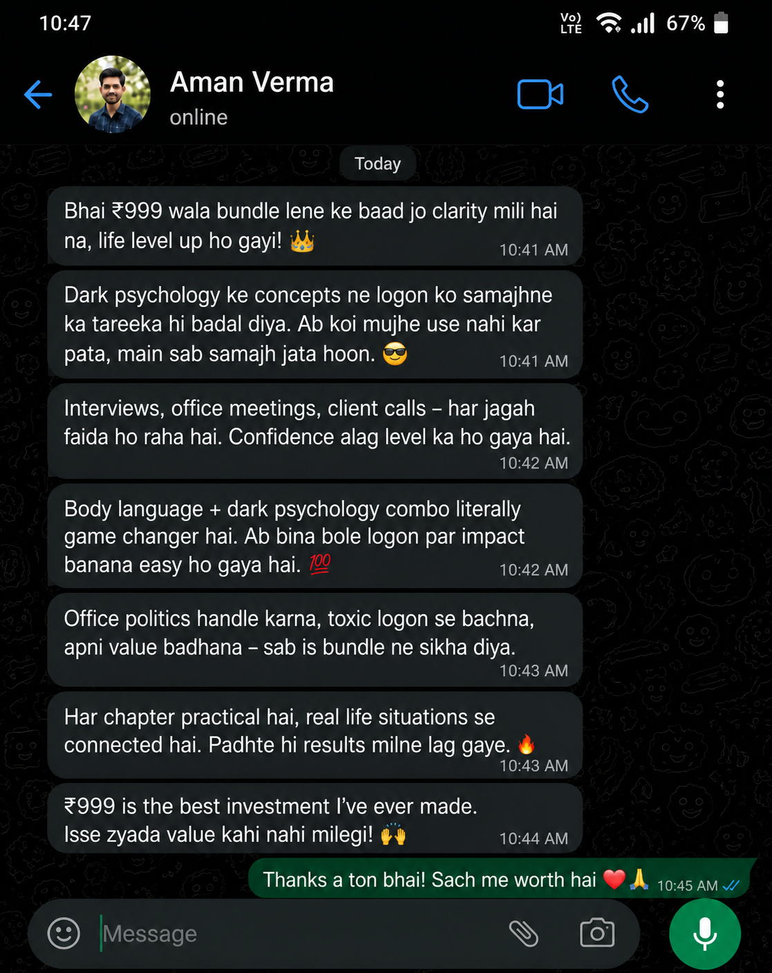 WhatsApp testimonial 1