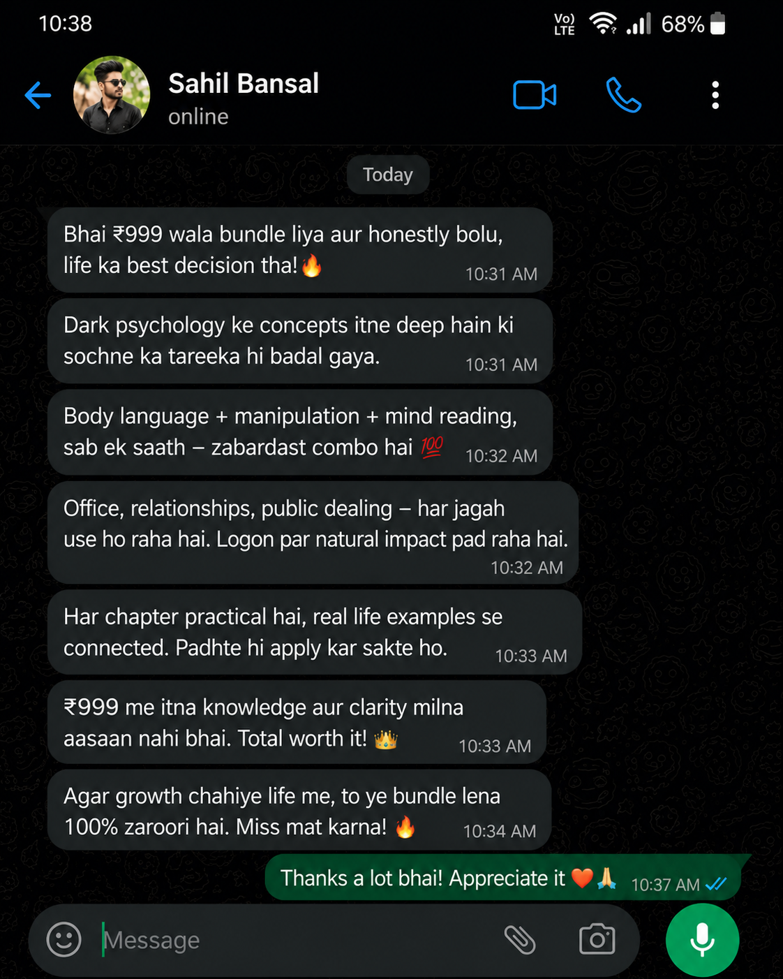 WhatsApp testimonial 2